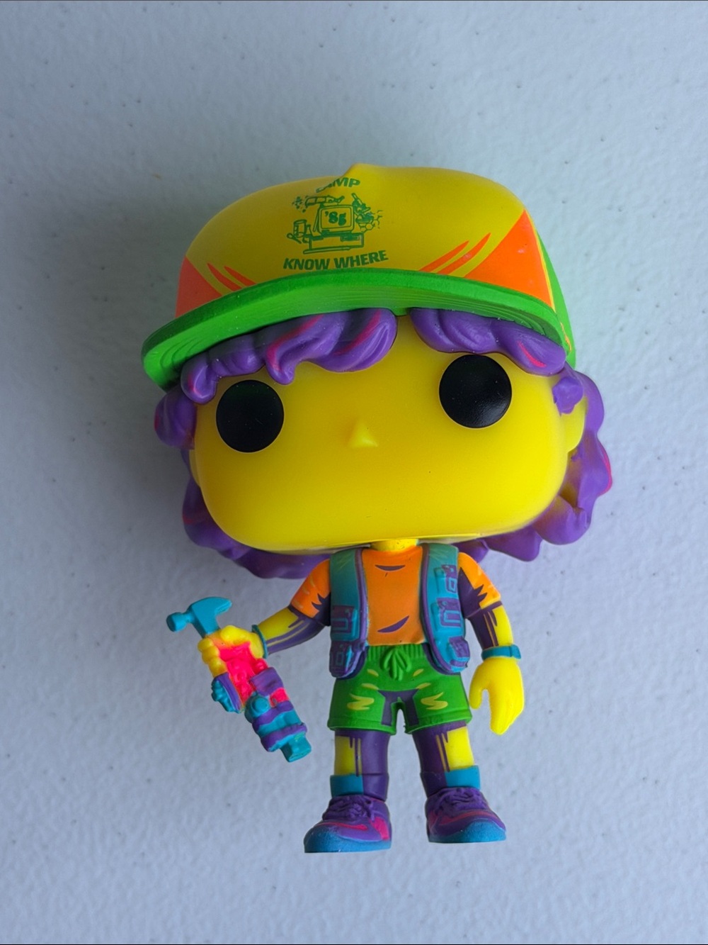 Neon Vinyl Figure with Green Snapback and Purple Hair